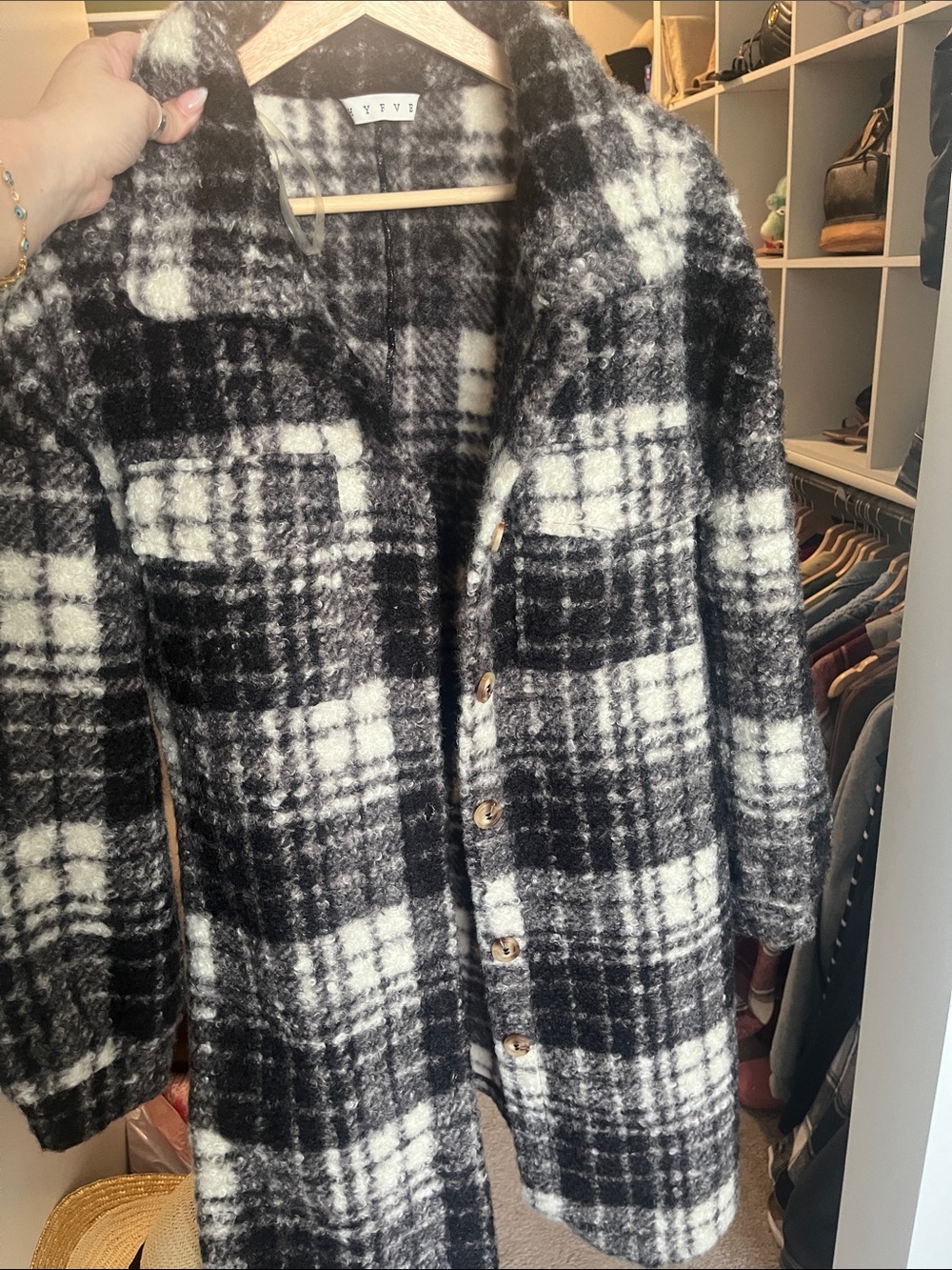 HYFVE Black & White Plaid Shacket